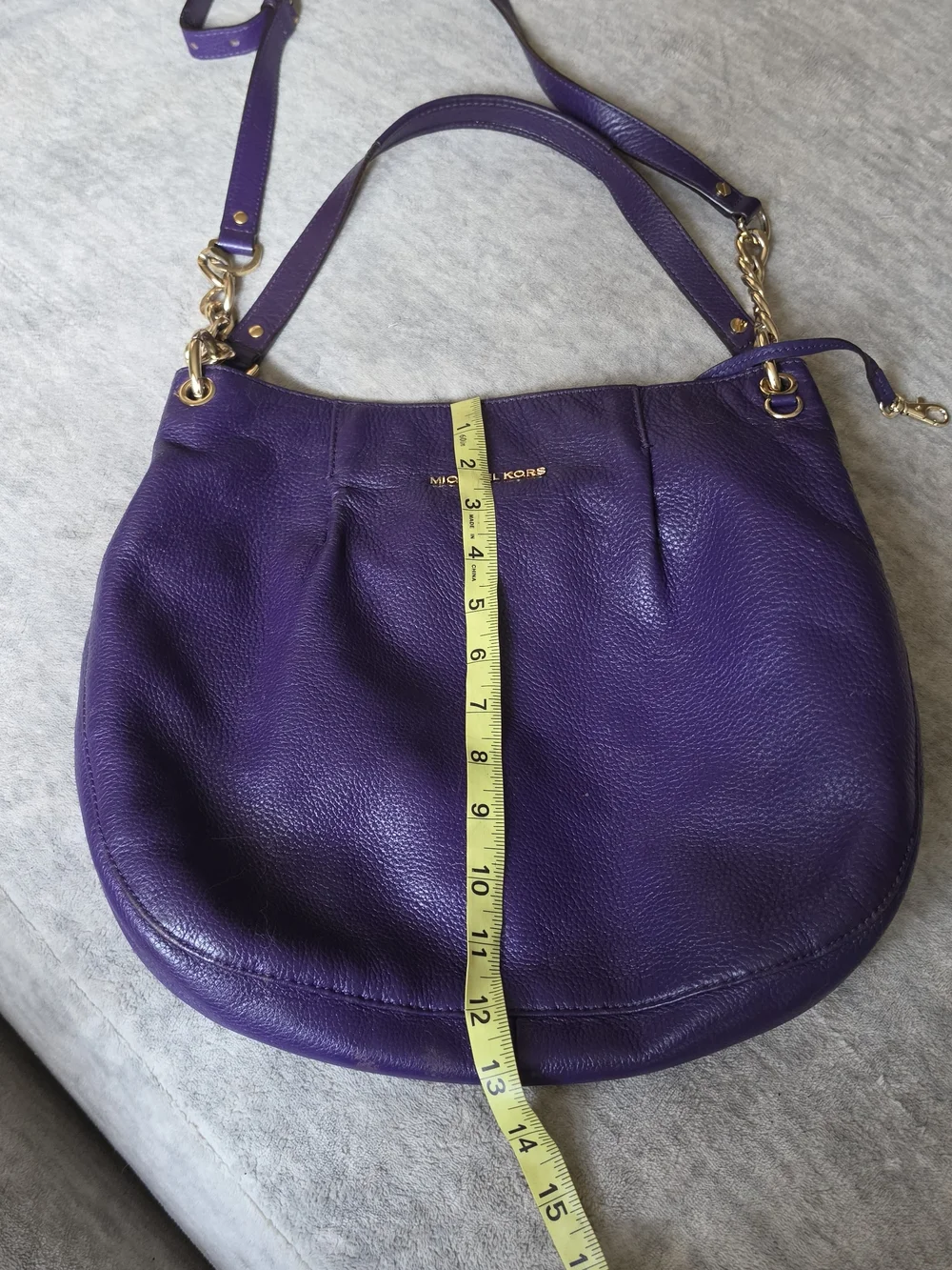 Michael Kors Fulton Hobo purple pebbled leather shoulder bag